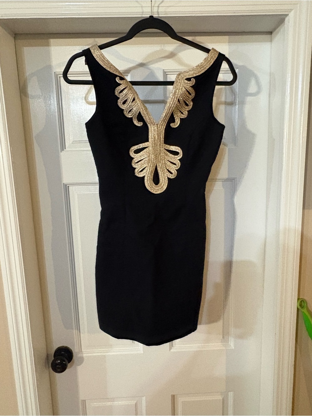 Lilly Pulitzer Black Mini Dress with Gold Trim
